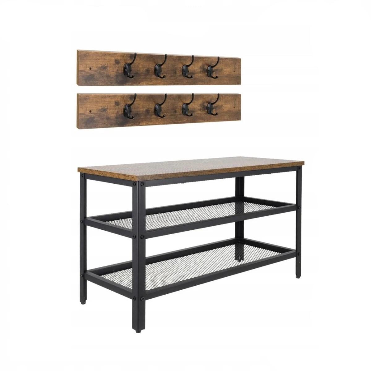 Вешалка для одежды металлическая RUHHY 16 крючков 2 полки (32407480)