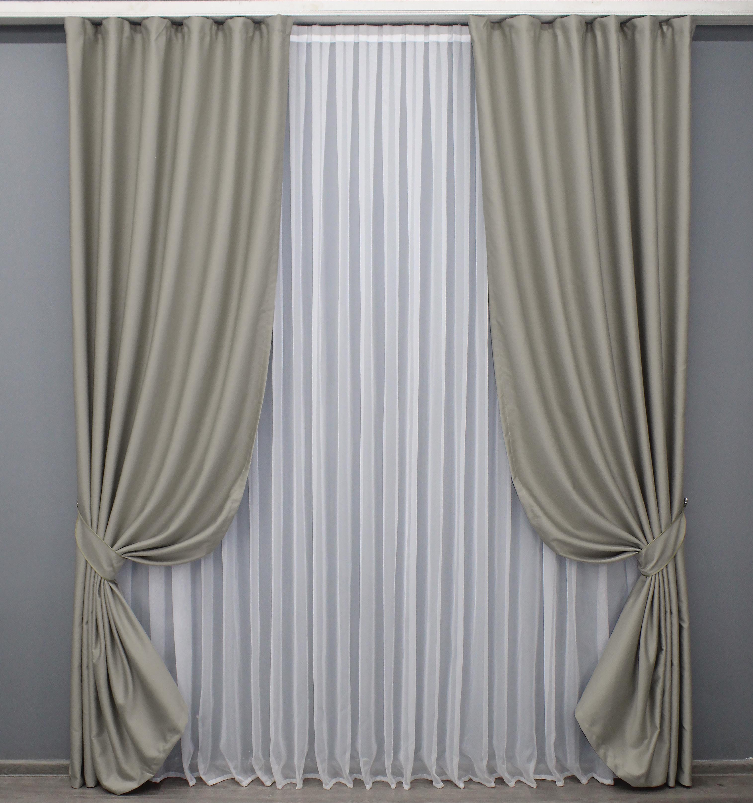 Комплект готових штор VR-Textil Шеніл однотонний №1590ш 100х270 см 2 шт. Тауп (31-951)