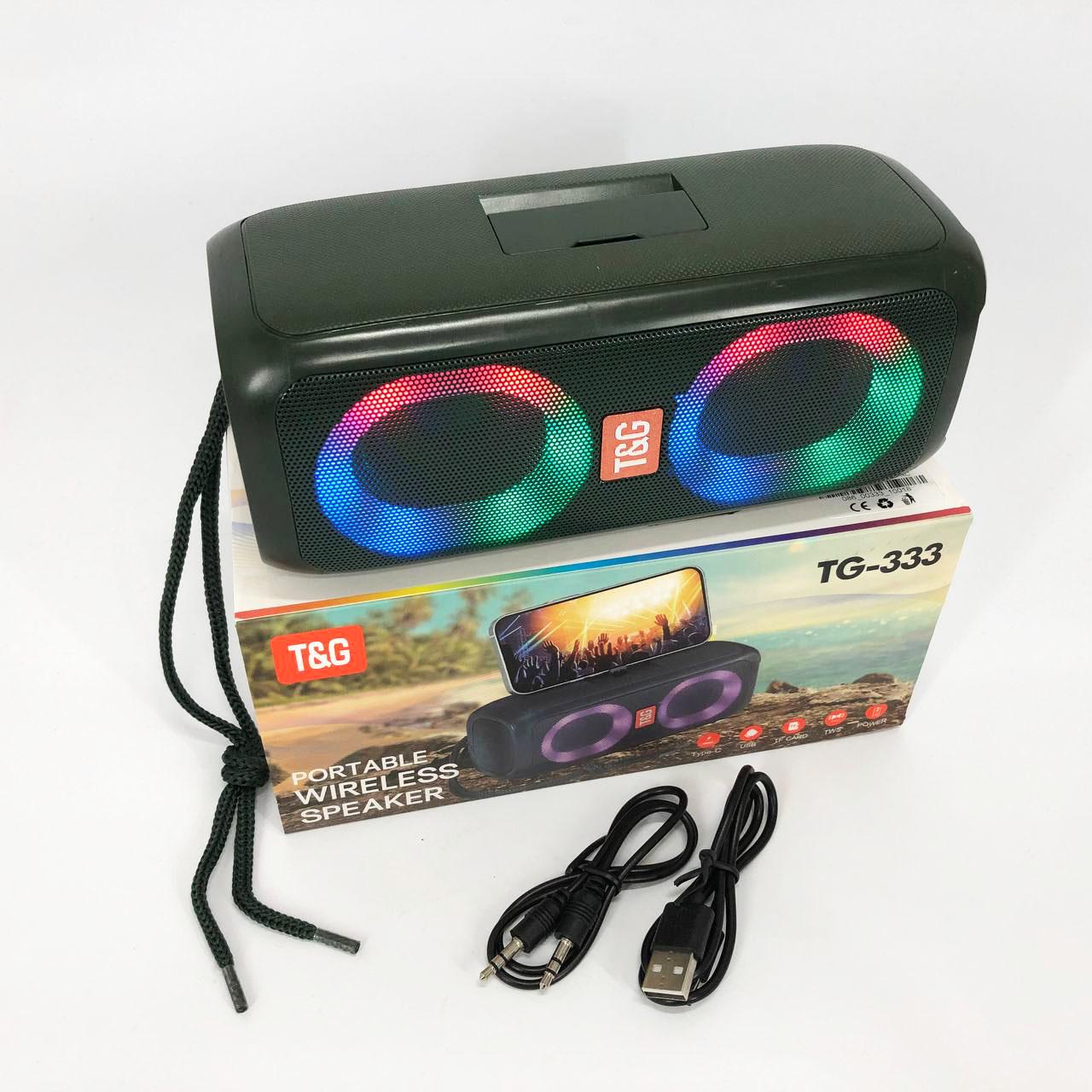 Портативна колонка TG333 2x5W з підсвічуванням RGB Зелений - фото 3 Портативна колонка TG333 2x5W з підсвічуванням RGB Зелений - фото 3