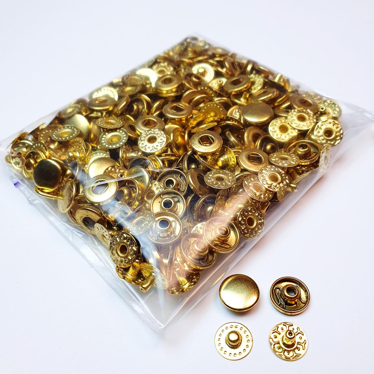 Кнопка металева Strong Alfa VT-2 10,5 мм 50 шт. Золотий