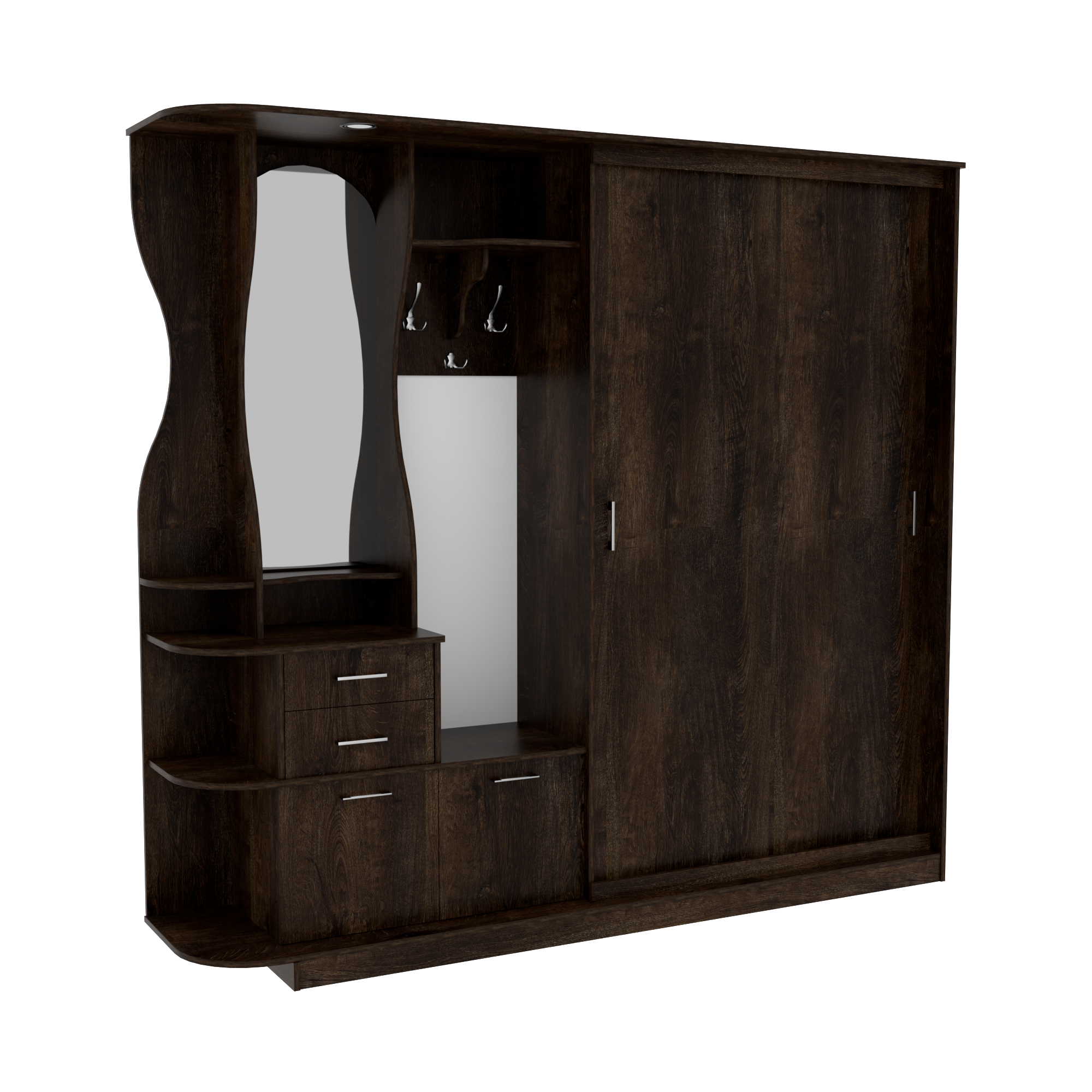 Прихожая прямая LUX шкаф-комод с зеркалом и вешалкой 2200х400х2100 мм Дуб конкордия (25047190)