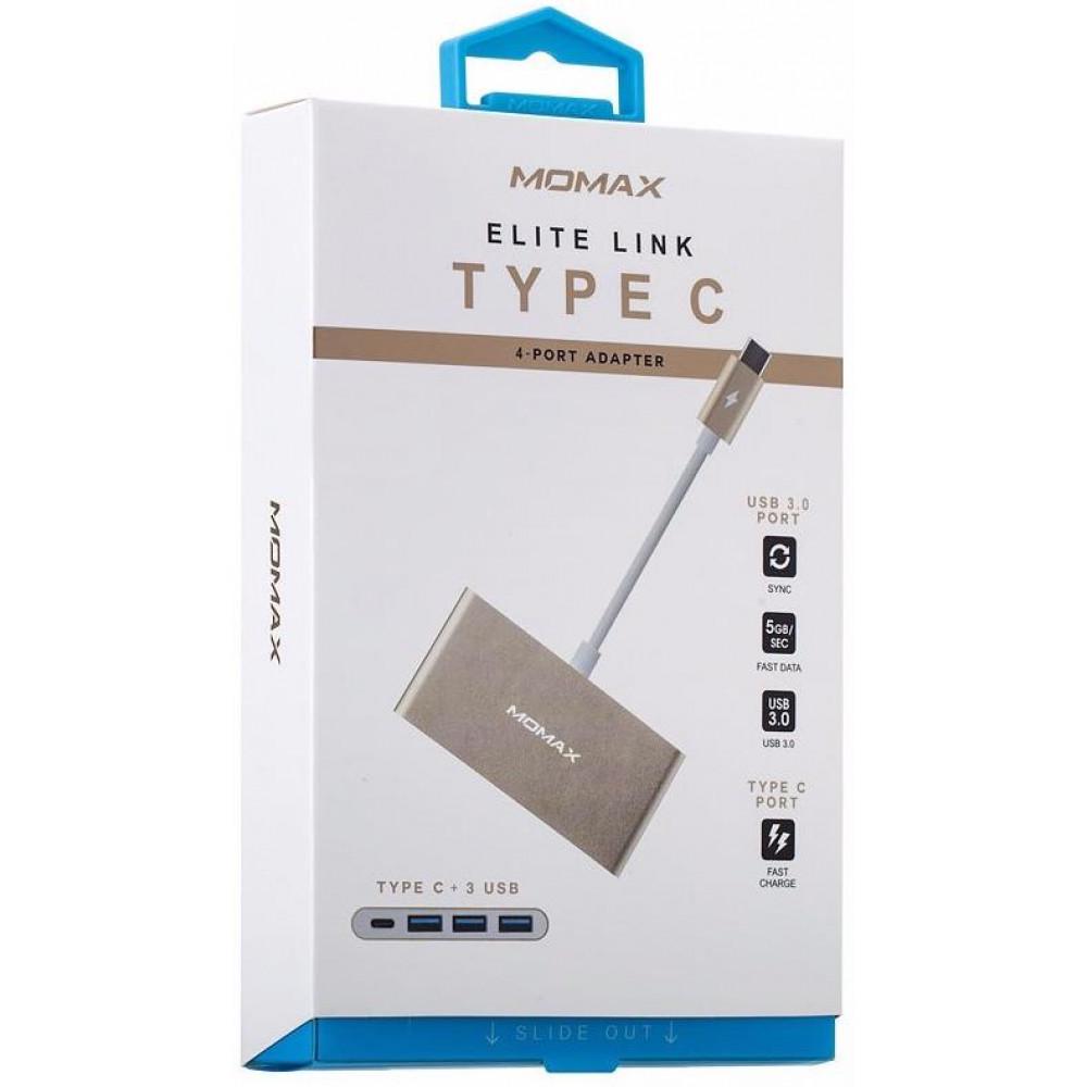 USB-хаб Momax DHC1L USB Type-C To 4 USB 0,1 м Gold (ts000042069) - фото 3