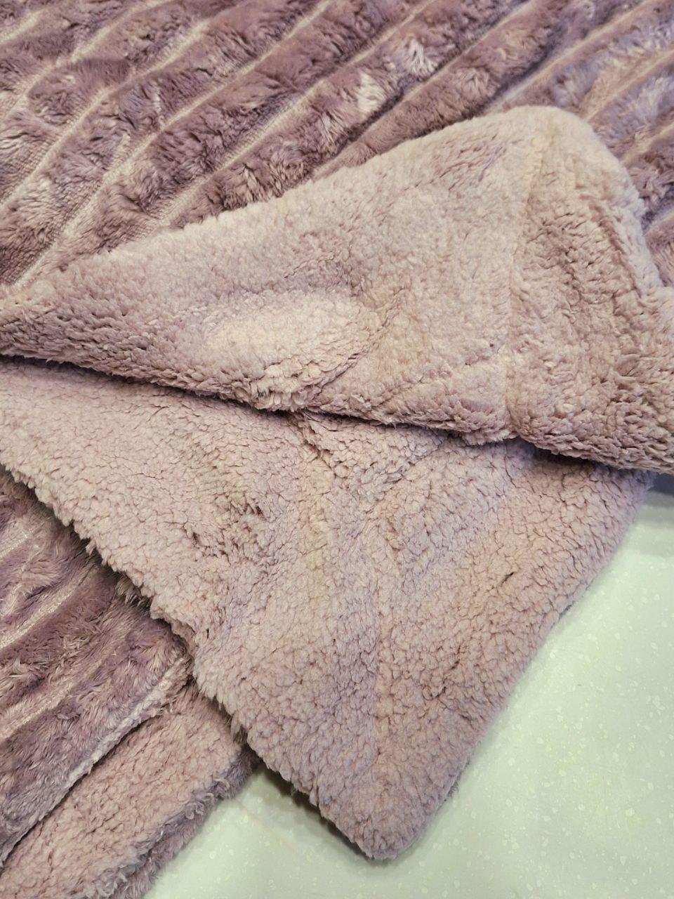 Плед на овчине Шарпей Королевская полоска 150x200 см Сиреневый (1450) - фото 4