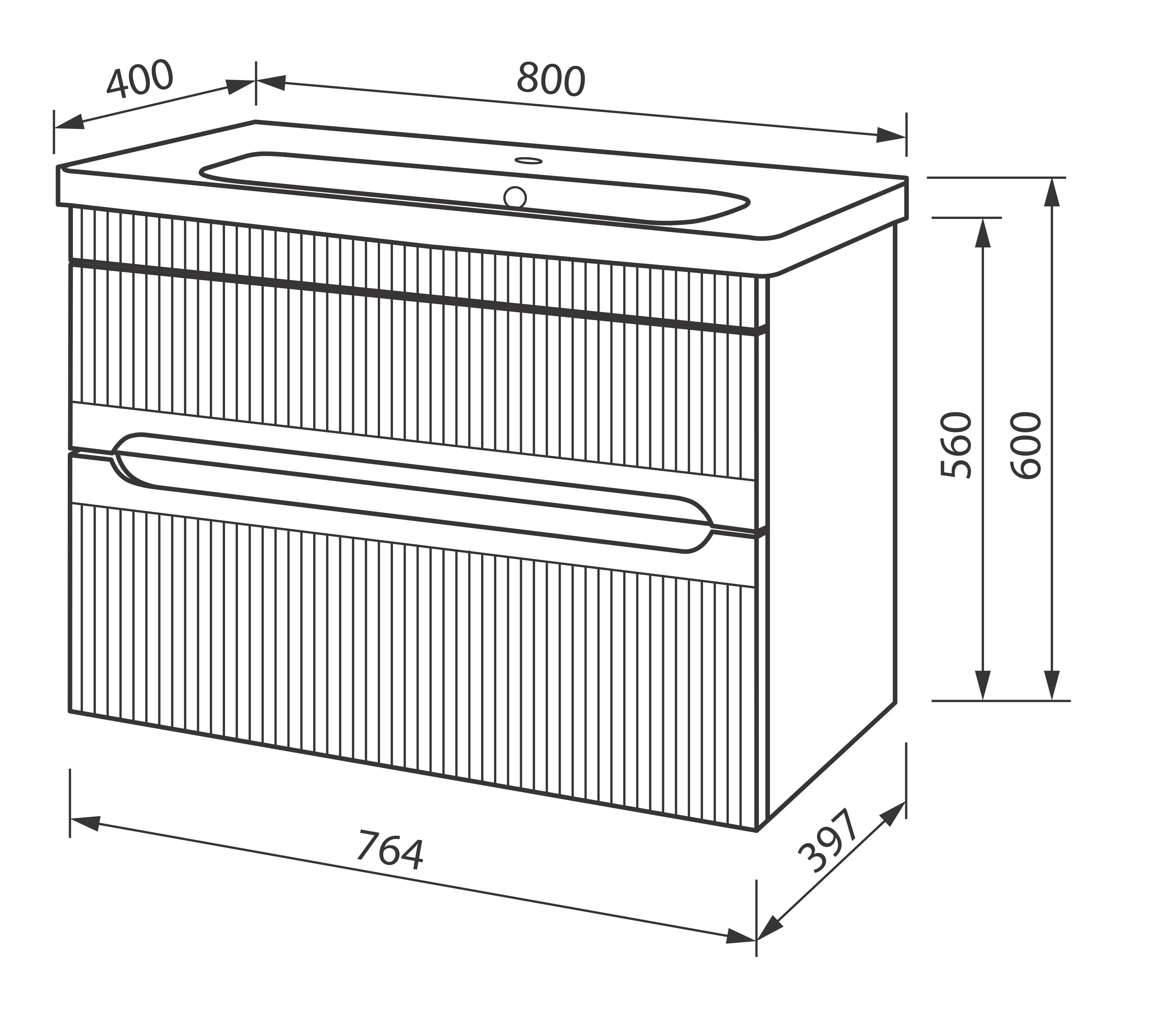 Тумба подвесная ЮВВІС Aria ТПБ-2 Д 80 см Бетон матовый/умывальник Fenova 80 см с 3 D эффектом - фото 3 Тумба подвесная ЮВВІС Aria ТПБ-2 Д 80 см Бетон матовый/умывальник Fenova 80 см с 3 D эффектом - фото 3