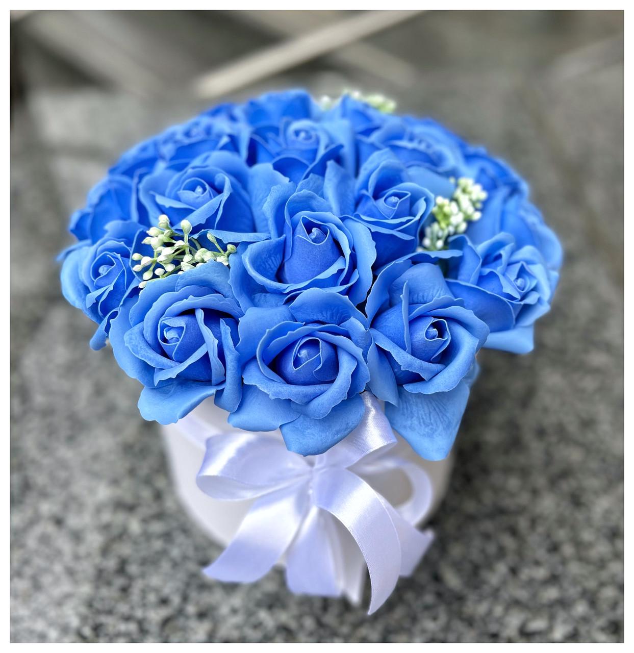 Подарунковий бокс Букет троянд з мила Блакитний (2122059657) - фото 8