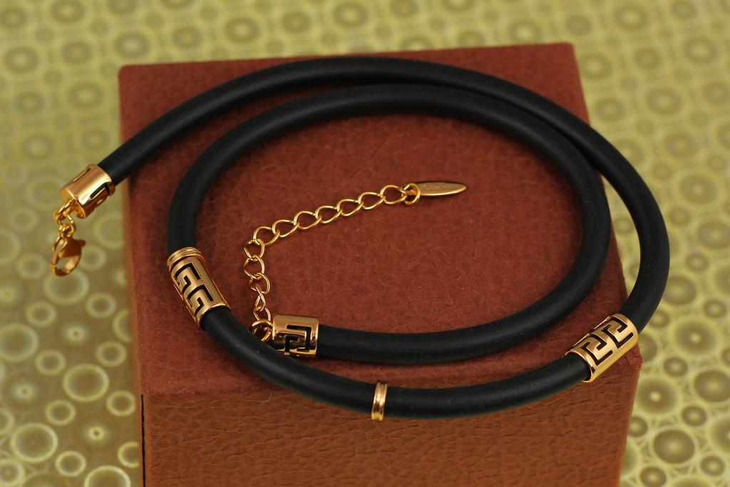 Шнурок каучук Xuping Jewelry со вставками 45 см 5 мм Черный (2449430959)