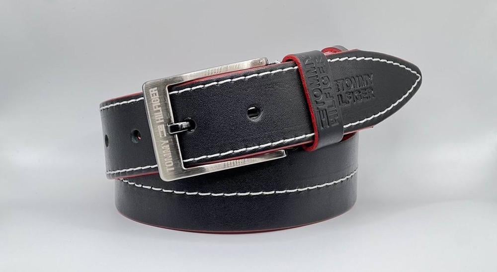 Ремінь чоловічий шкіряний брендовий Чорний (021 PTR)