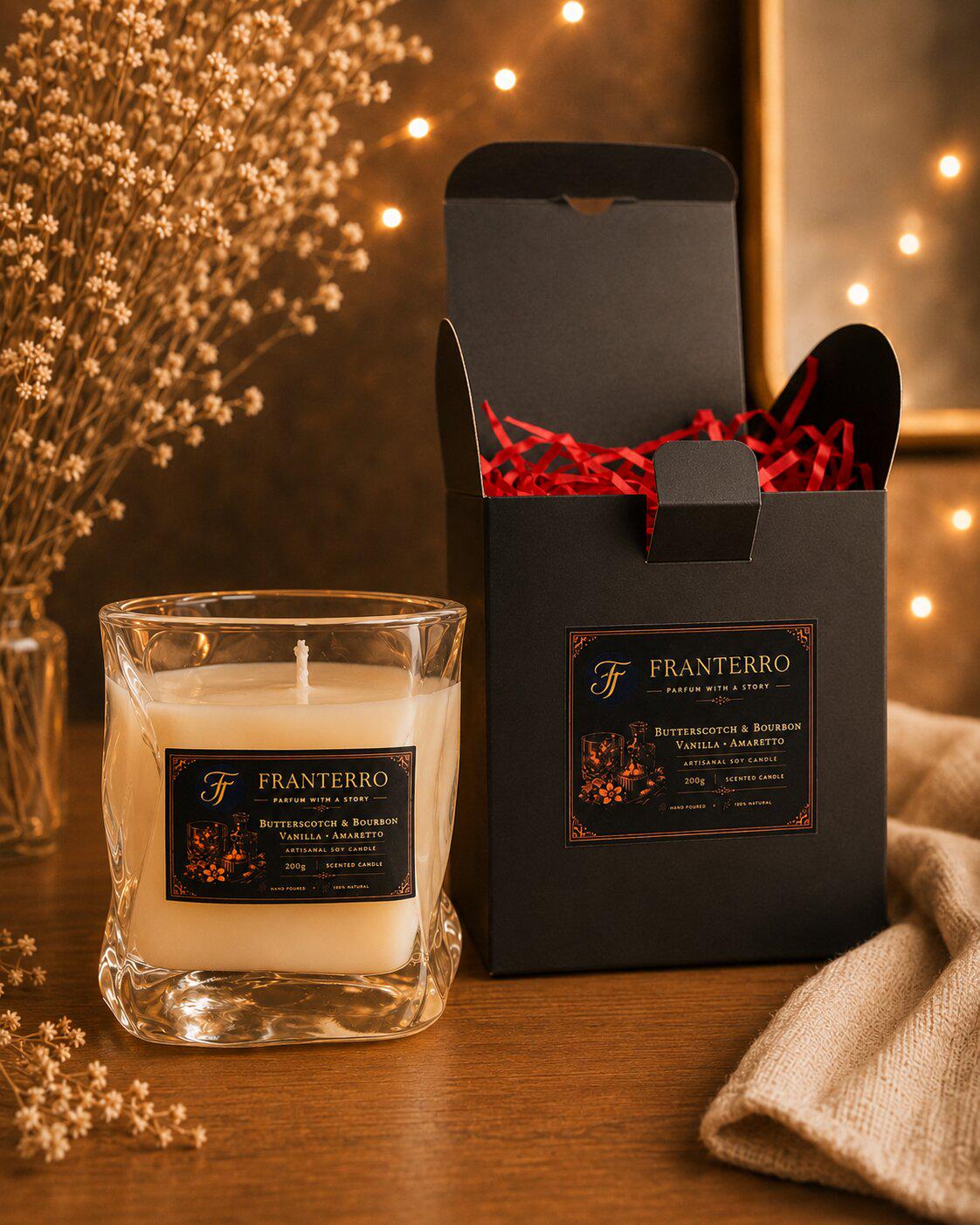 Свеча ароматическая Franterro Butterscotch & Bourbon Vanilla Amaretto 200 г (FRN-1041)