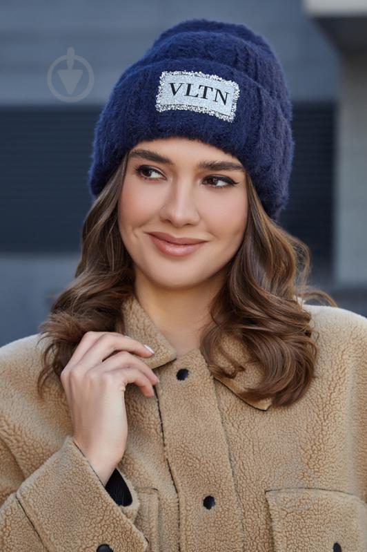 Ковпак пухнастий жіночий з флісовою смужкою (4753) Braxton джинсовий 56-59