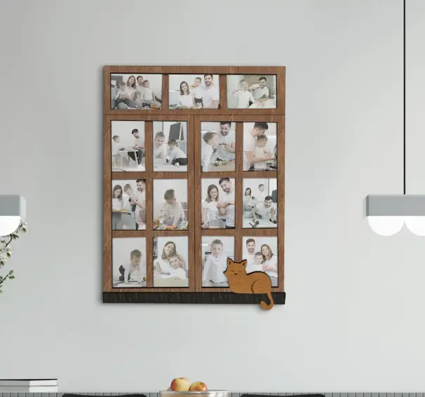 Фото-коллаж в виде окна на 3 горизонтальных и 12 вертикальных фото Коричневый (window_collage-1) - фото 1 Фото-коллаж в виде окна на 3 горизонтальных и 12 вертикальных фото Коричневый (window_collage-1) - фото 1