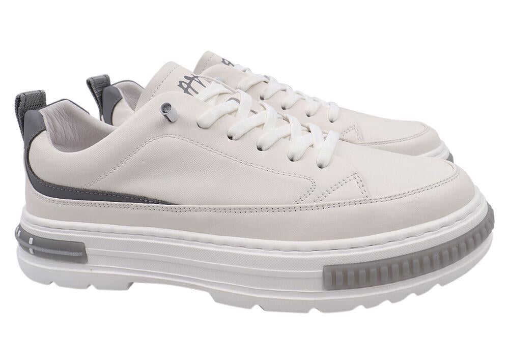 Кеды мужские Arees из кожи на низком ходу на шнуровке р. 41 Белый (77-21DTC)