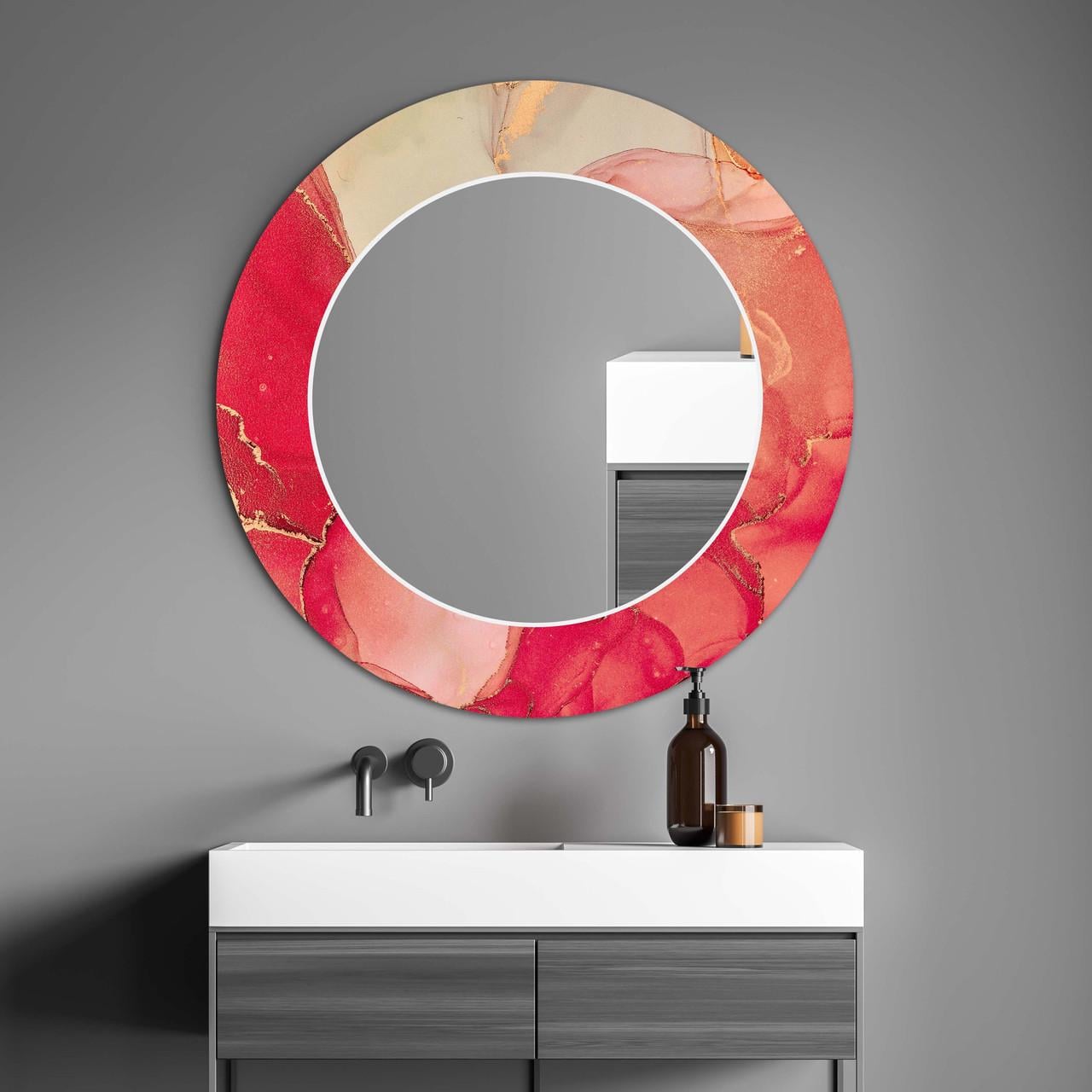 Зеркало на стену NovellaPrint с рисунком мрамора круглое 60 см (2015.2)