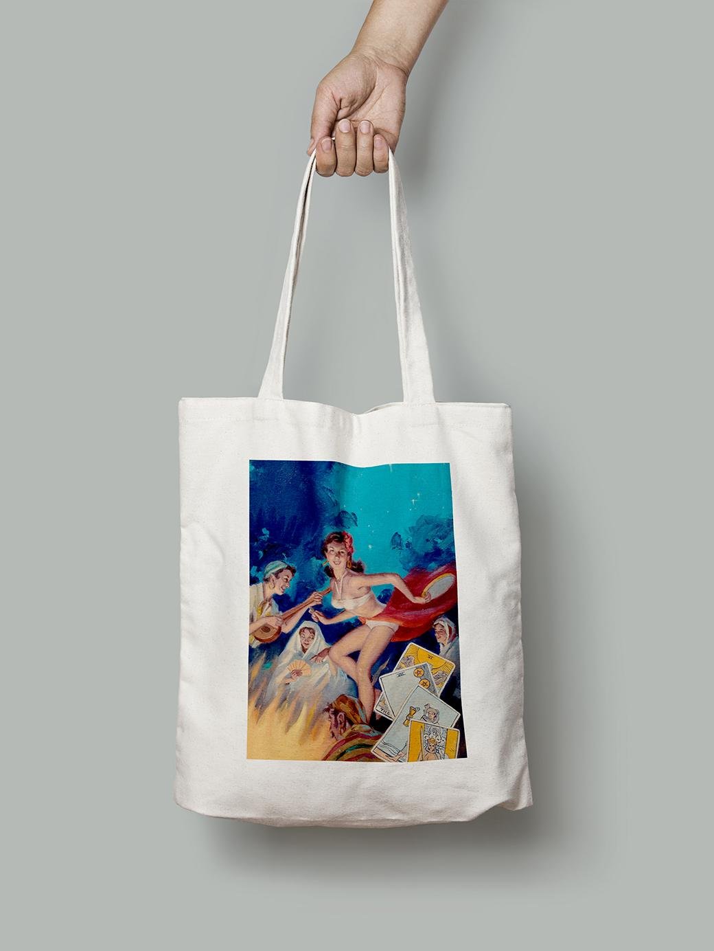 Эко-сумка Секреты Таро. Танцующая цыганка у огня. Мерлин Энабнит шопер (pin_up010276_Bag)