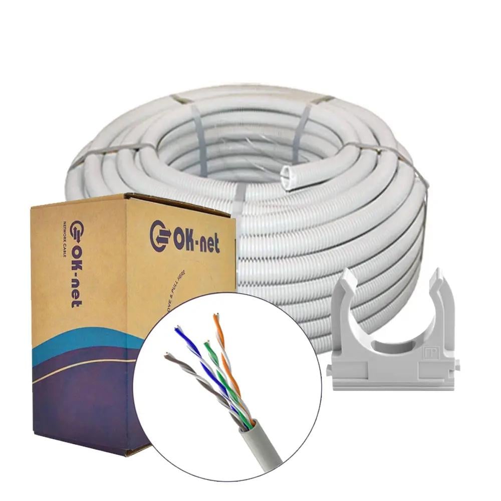 Кабель Одессакабель Повитая пара UTP кат.5е медный 4х2х0.51 305 м внутренний/гофротруба 50 м/клипсы 50 шт. (OKUTP5e305V) - фото 2