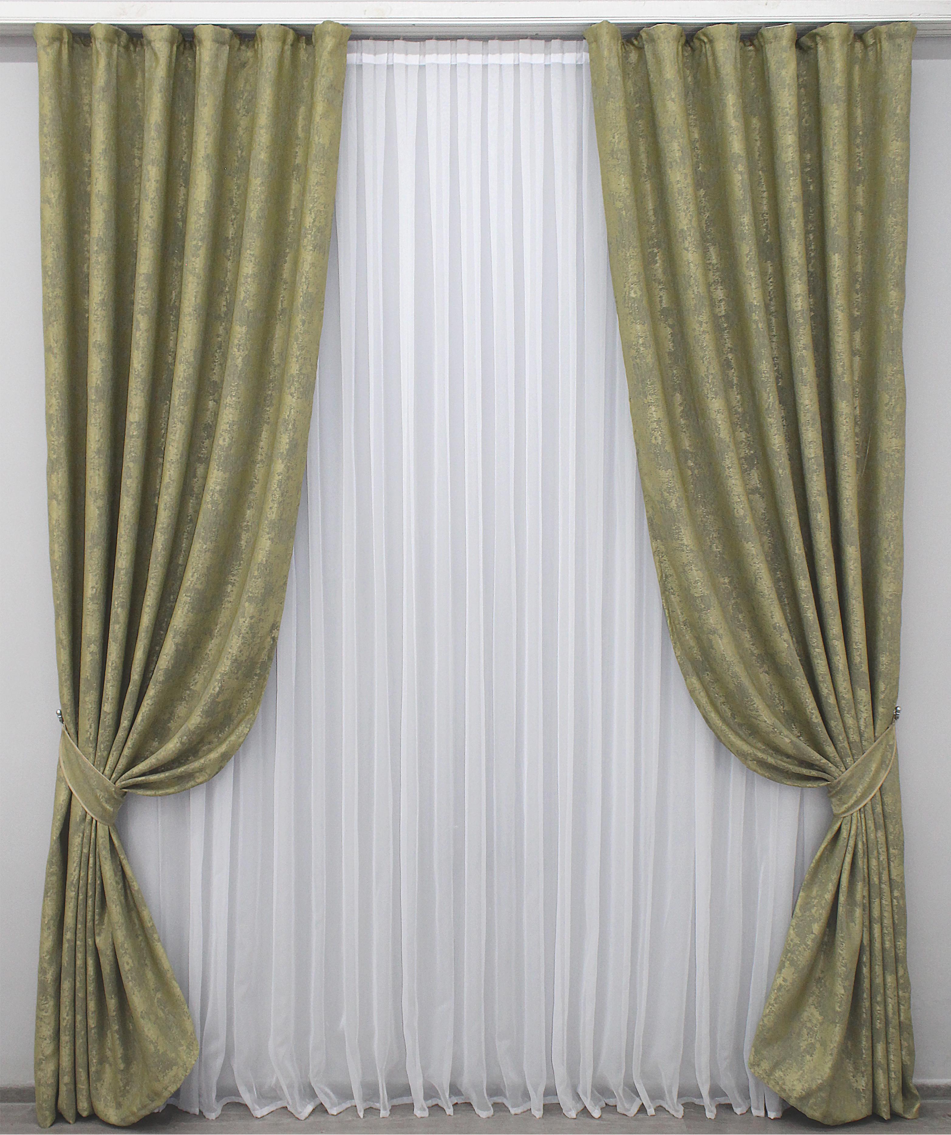 Комплект штор VR-Textil Sultan YL №1213ш жаккард 100х270 см 2 шт. Оливковый (31-637)