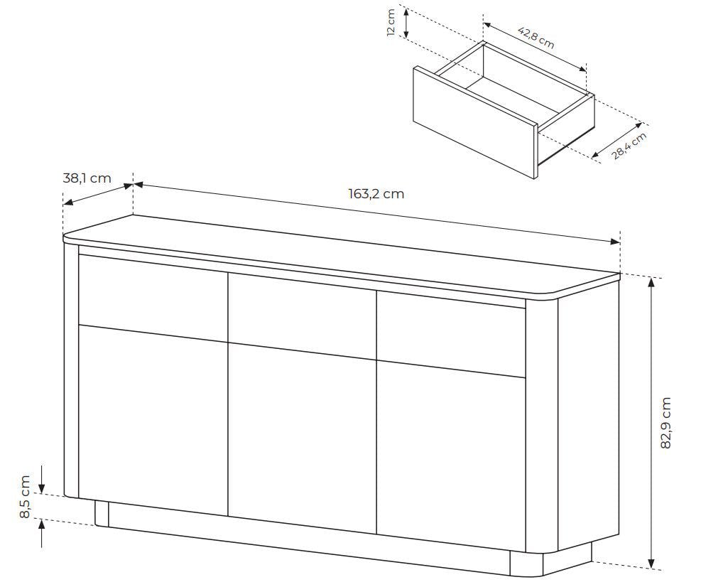 Комод Perfect Home Torro 3D3S/163 3-дверний з 3 шухлядами Дуб кремона/Чорний (PFH-091415) - фото 3 Комод Perfect Home Torro 3D3S/163 3-дверний з 3 шухлядами Дуб кремона/Чорний (PFH-091415) - фото 3