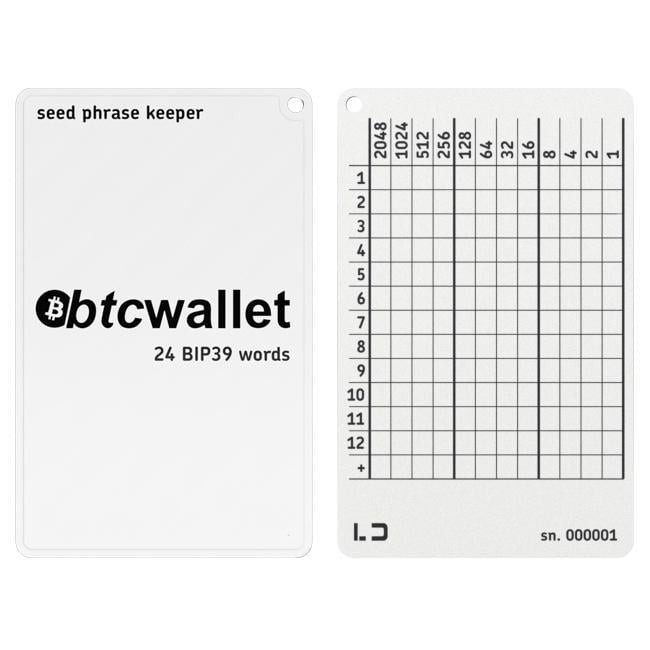 Планшет мнемонічний Lapua Seed Phrase Keeper Btcwallet 12+1 BIP39 слів (LSPKLBTCW)
