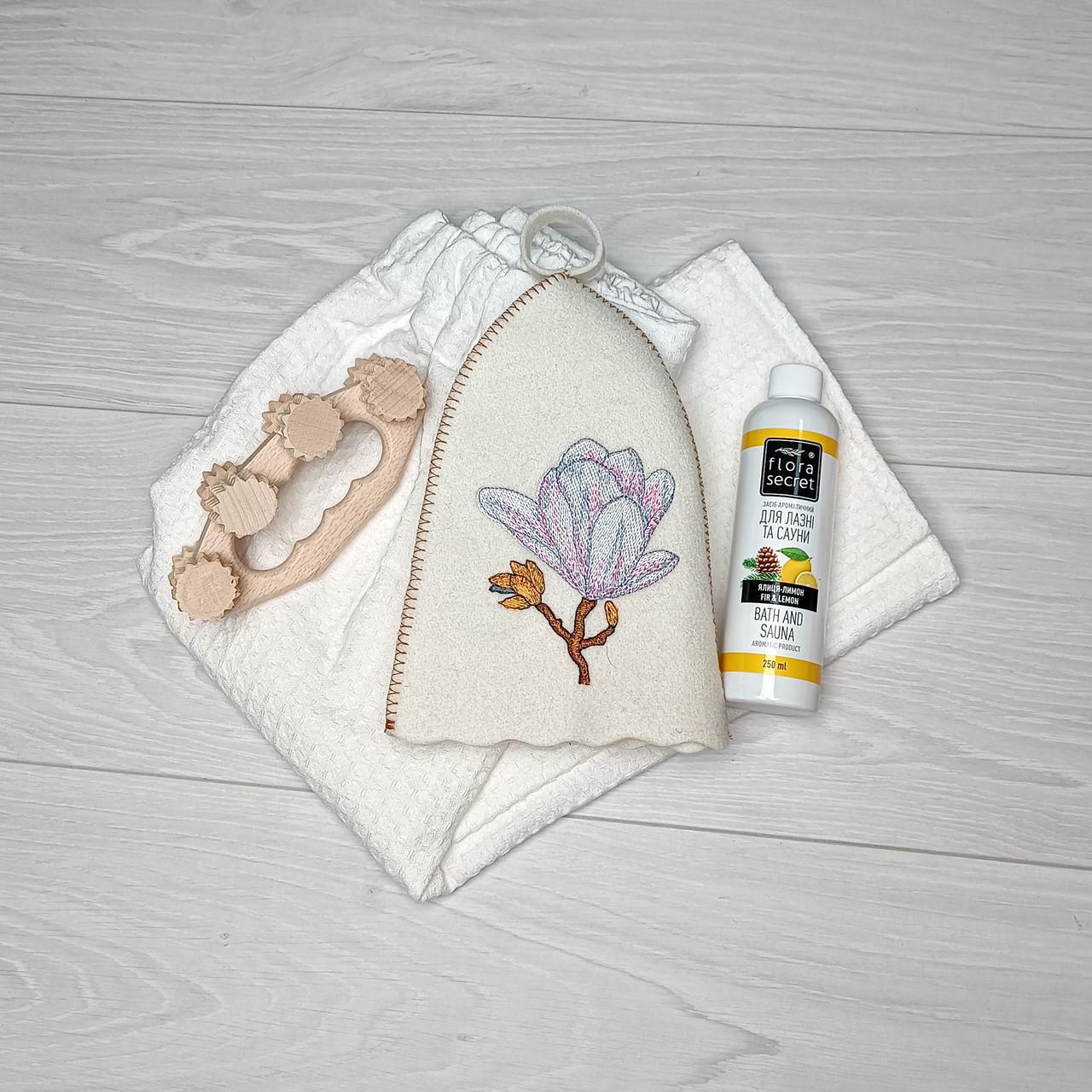 Подарочный набор для бани Luxyart Магнолия 4 пр. (PU-027)