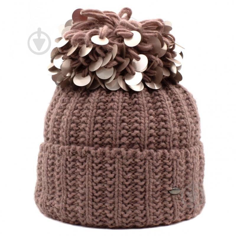 Шапка Elite ФИШКА помпон пайетка какао