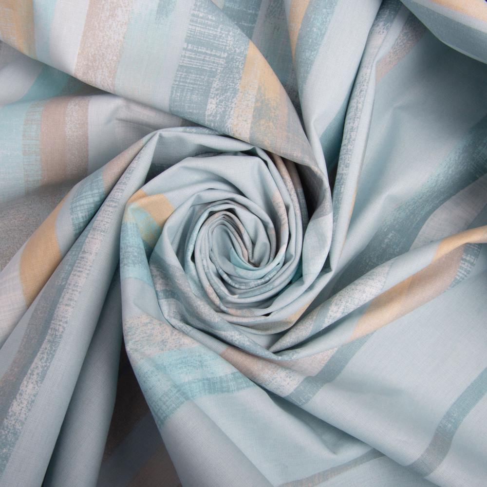 Ткань бязь ранфорс для постельного белья 7003-01 Штрих 130 гр/м2 240 см Бирюзовый (25933)