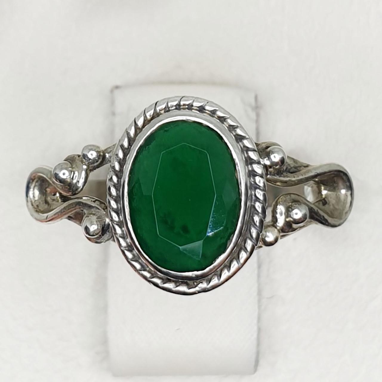 Кольцо серебряное с зеленым агатом р. 17,5 2,21 г (1420720307)