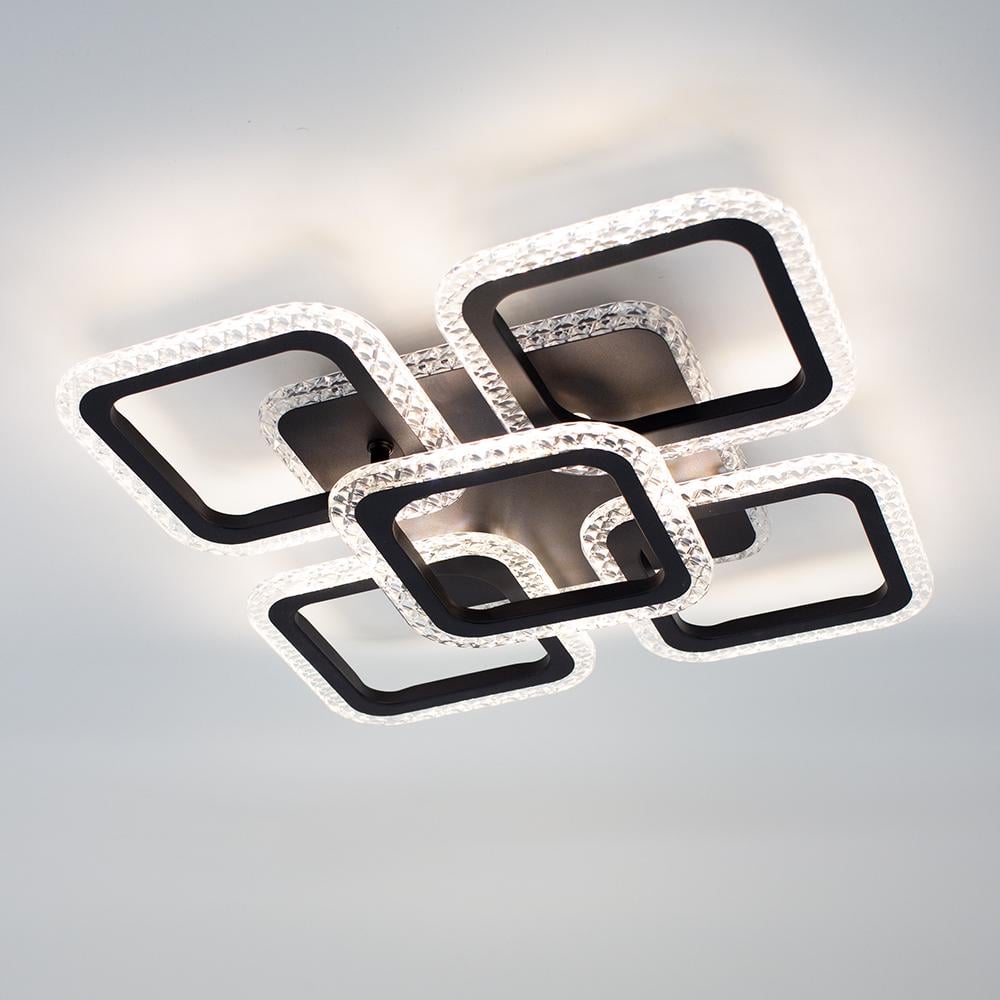 Люстра смарт керована світлодіодна ROOM ICE RGB 6S 70 Вт SMART з підсвічуванням RGB 380x380x75 мм Чорний (10572)