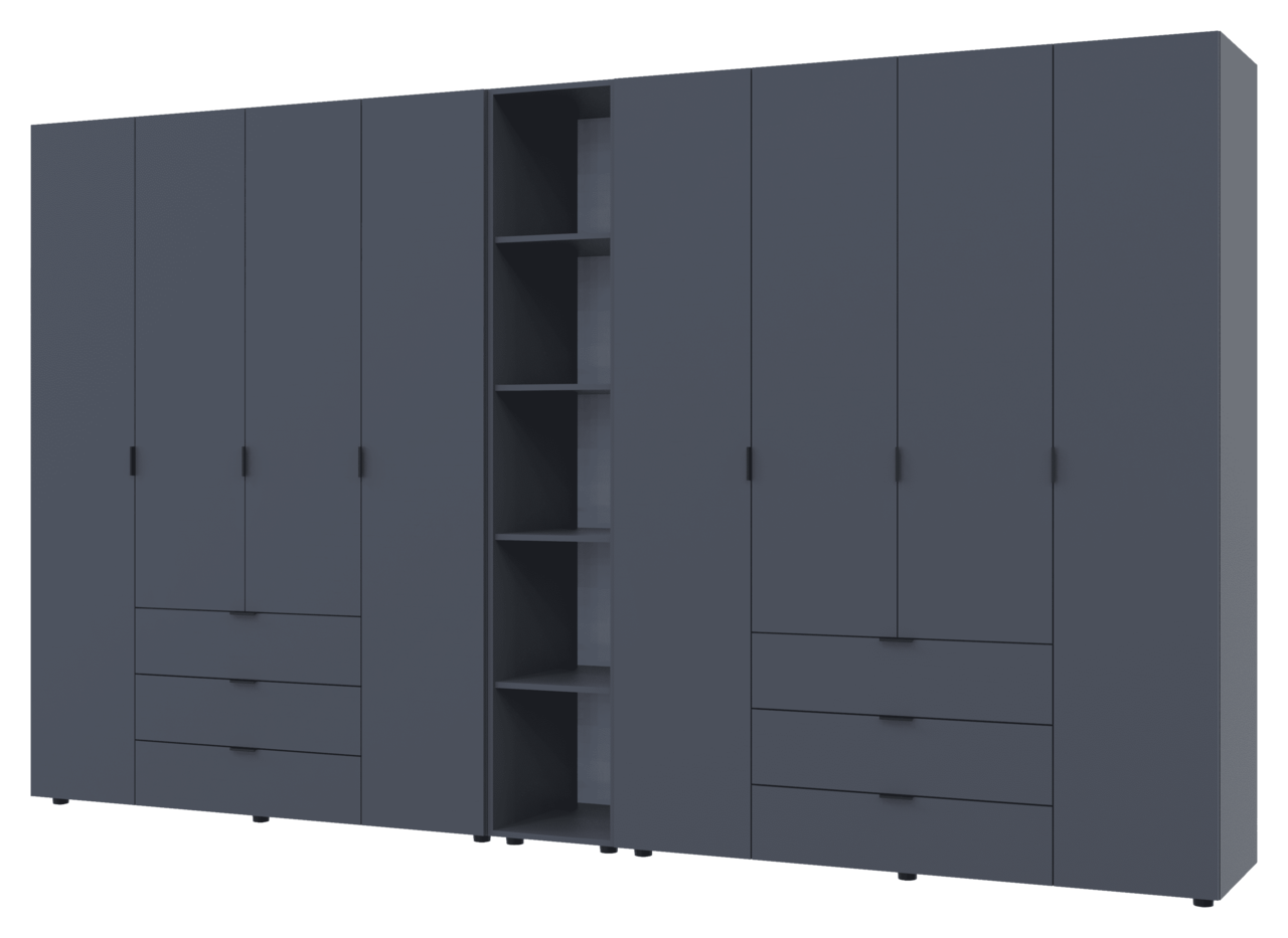 Шкаф для спальни Doros Гелар с этажеркой 4 с 4 ДСП 348,2х49,5х203,4 см Графитовый (42005065)