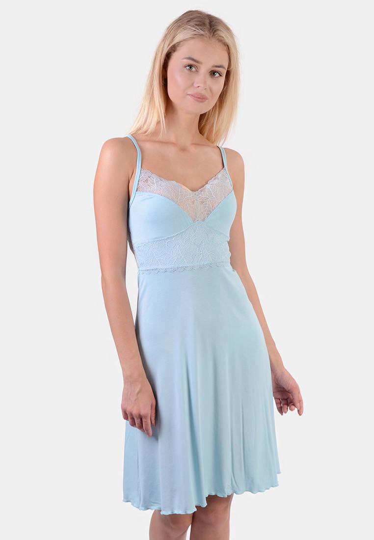 Ночная сорочка с кружевом N.EL 790-92 L Светло-голубой
