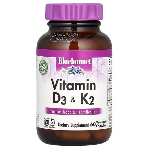Витамин D3+K-2 Bluebonnet Vitamin D3&K2 5000IU/100mcg 60 капс. (BLB-00654)