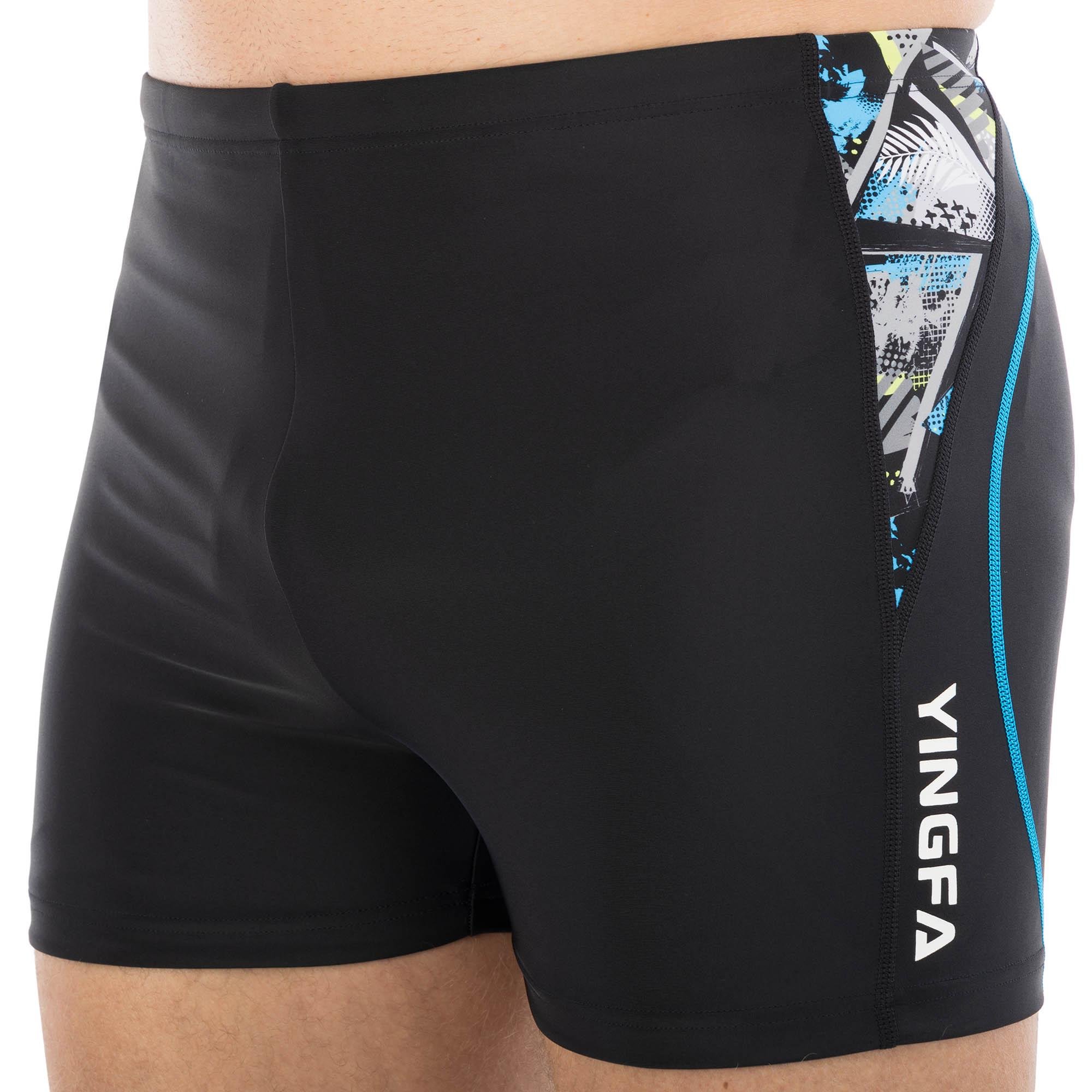 Плавки боксери чоловічі для плавання YINGFA Y3955 2XL Чорно-блакитний (Y3955_Черный-голубой_2XL_(170)