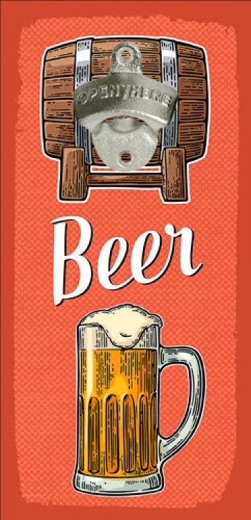 Открывалка для бутылок настенная Beer 32х15 см Red (124739)