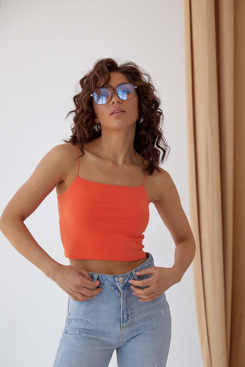 Майка женская на тонких бретелях-резинках Zechka S Оранжевый (10056937)
