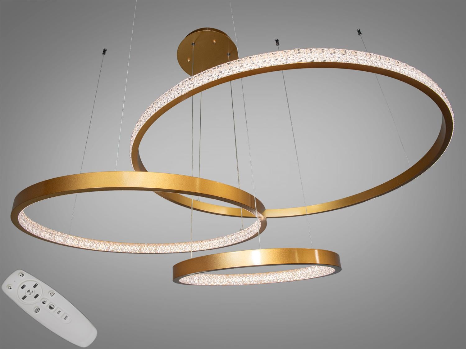 Люстра LED Diasha с димером 165W Золотистый (D2490-800+600+400G)