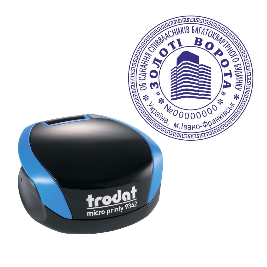Печать ОСМД на карманном оснащении Trodat Micro Printy 9342 d 42 мм Синий (О1/9342/BL)
