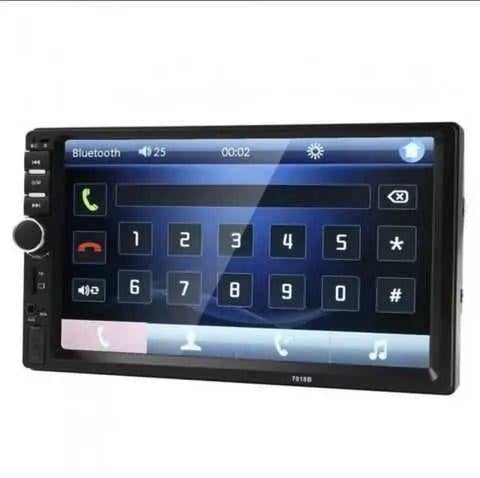 Автомагнітола 2 Din сенсорна, AUX MP5 Bluetooth AMP 7018B, з пультом вбудованим FM радіо, мікрофоном та підсвічуванням кнопок