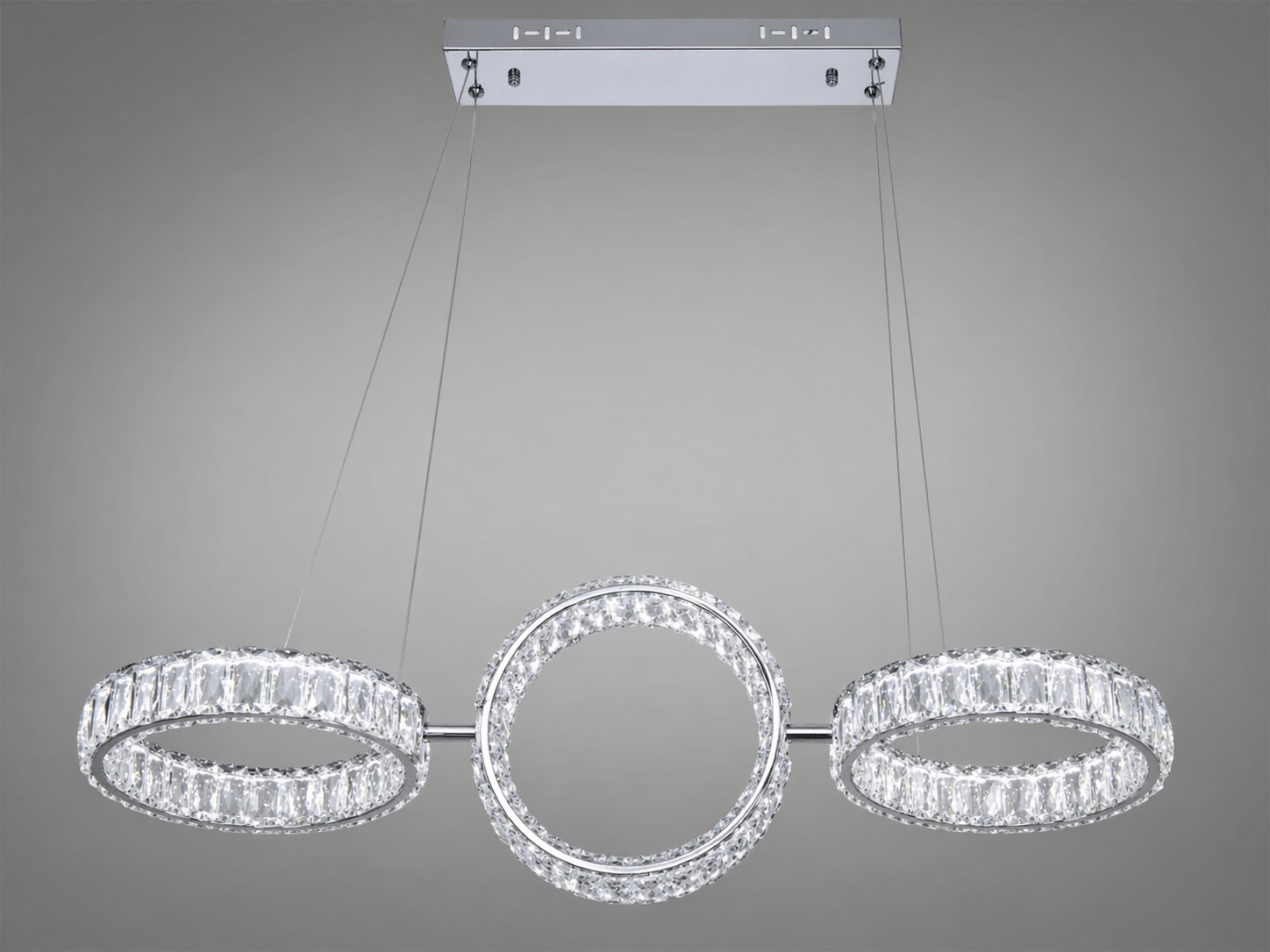 Люстра светодиодная Diasha 3 кольца 68Вт/пульт Хром (D8893/250x3B CH)