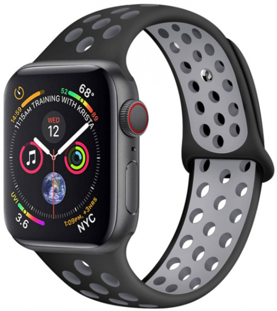 Силиконовый ремешок Band Nike Sport Series for Apple Watch 38/40/41mm, Black Gray (HC)