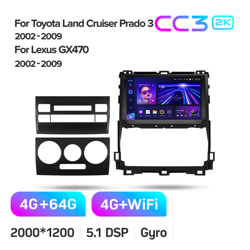 Автомагнитола штатная Teyes CC3 2К для Toyota Land Cruiser Prado 120 III 2002-2009 Android CC3 2К 4/64G Wi-Fi/4G - фото 2