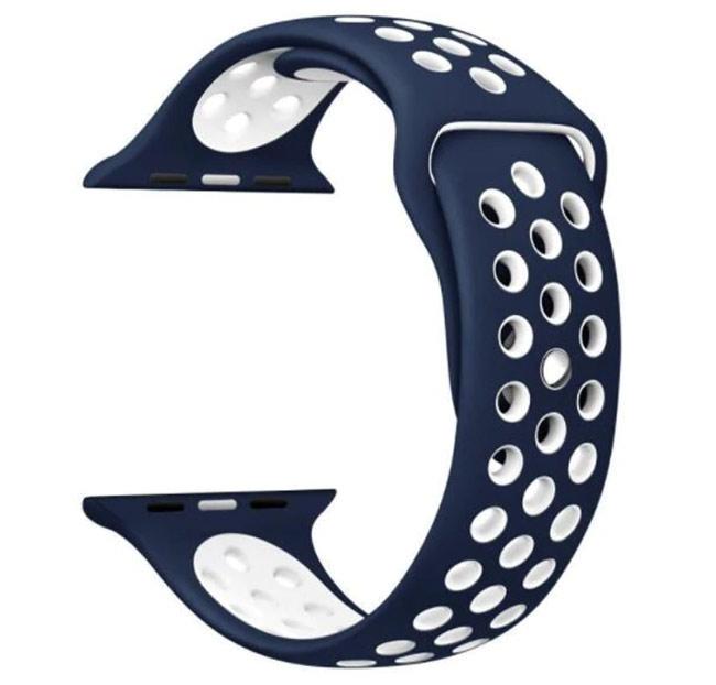 Спортивный ремешок с перфорацией Primo для Apple Watch 38 мм/40 мм Dark Blue/White (822443312)