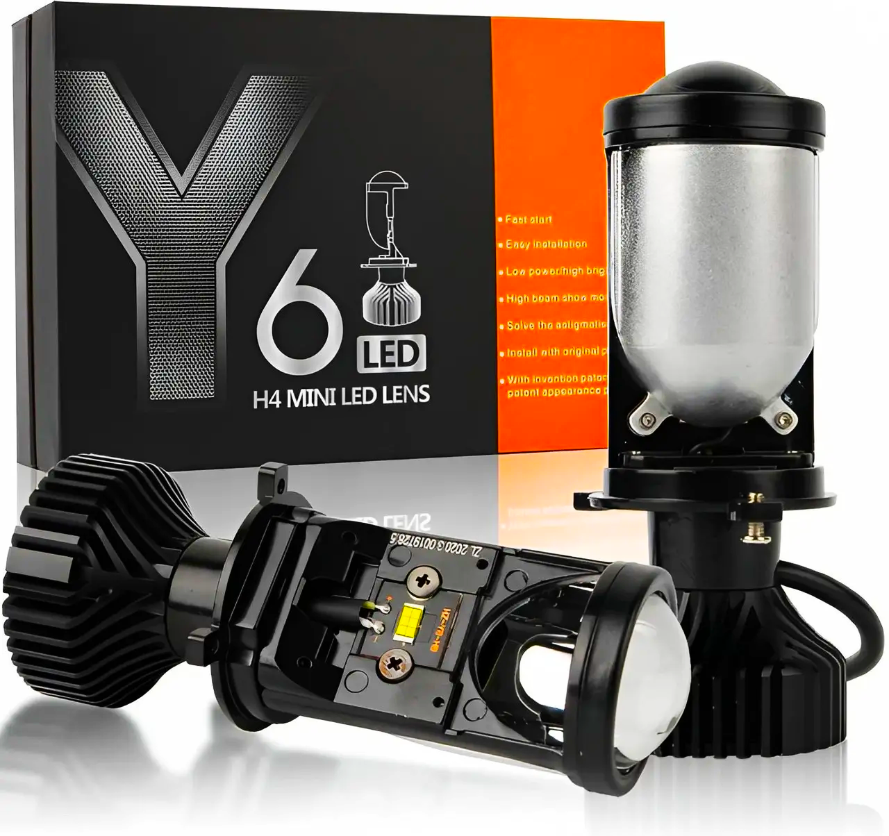 Автомобильные лампы H4 90W 5000K Led с линзами Y6 (27388039)