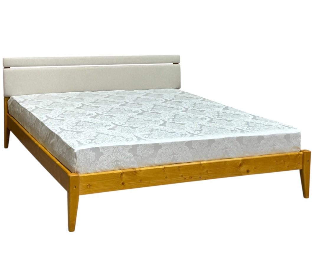 Кровать двуспальная деревянная Скиф Л-258 с мягким изголовьем 160х200 см Янтарь/Твист-1 (28448161)