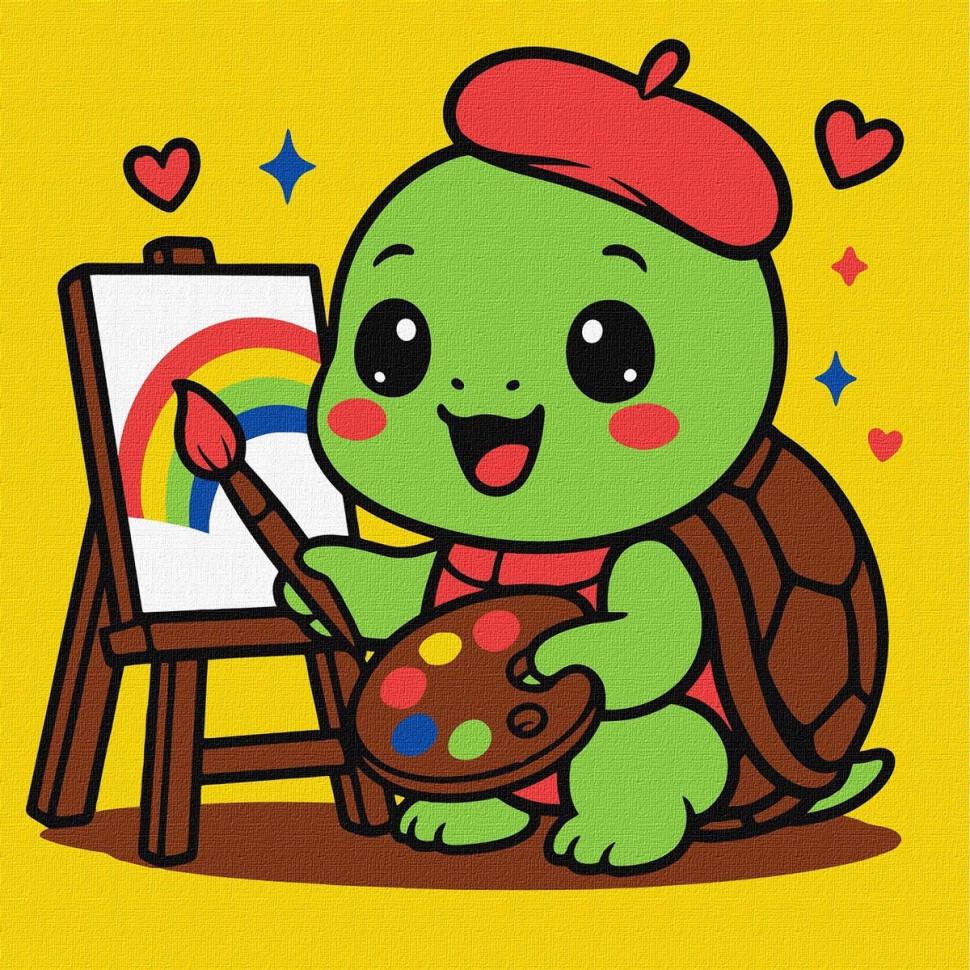 Картина по номерам Ideyka KHO1296 Черепашка художник 25х25 см (2746681443)