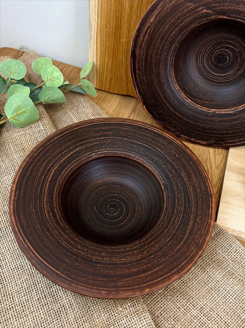 Тарілка для пасти керамічна глиняна гладка (3003-8) - фото 5