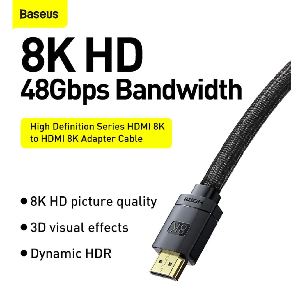 Кабель HDMI 2.1 8K BASEUS High Definition Series HDMI на HDMI Adapter Cable 1 м 8K HDMI2.1 Black - фото 3
