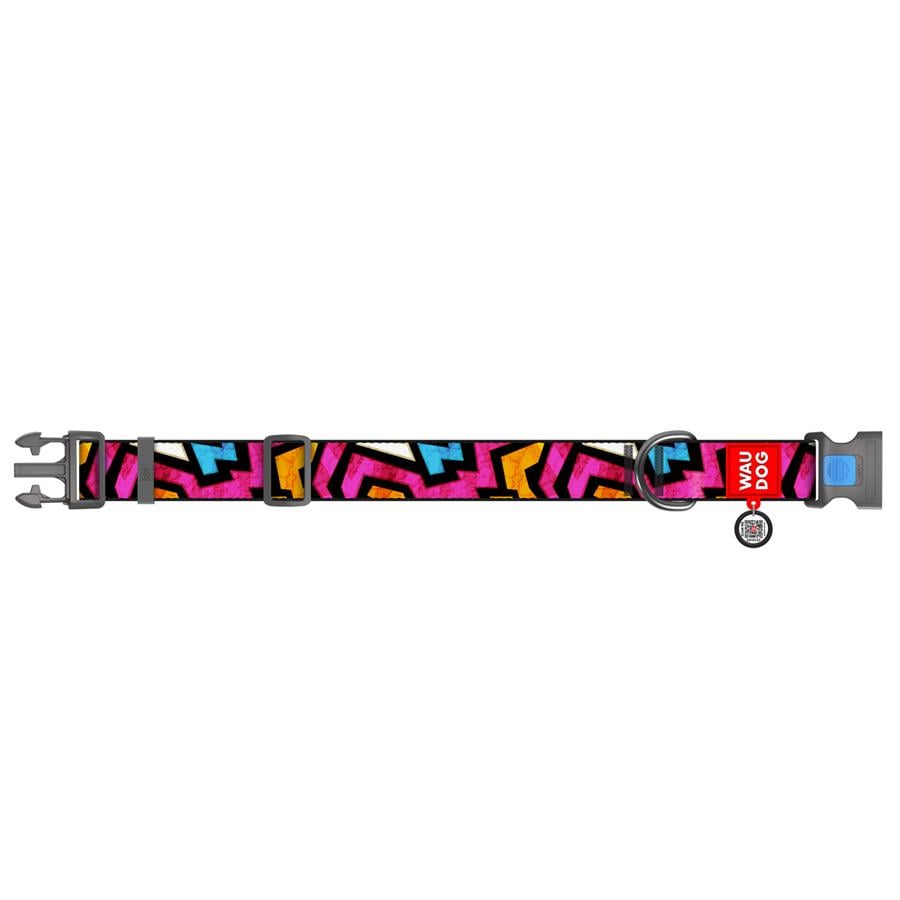 Нашийник для собак/котів з QR-паспортом Waudog Nylon Графіті пластиковий фастекс XXL 35 мм 46-70 см Різнокольоровий (284-0021) - фото 2 Нашийник для собак/котів з QR-паспортом Waudog Nylon Графіті пластиковий фастекс XXL 35 мм 46-70 см Різнокольоровий (284-0021) - фото 2