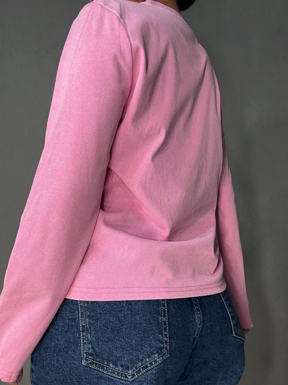 Лонгслів жіночий A-N 2517-5 трикотажний варка тай-дай з камінчиками R OS Рожевий (4895) - фото 3 Лонгслів жіночий A-N 2517-5 трикотажний варка тай-дай з камінчиками R OS Рожевий (4895) - фото 3