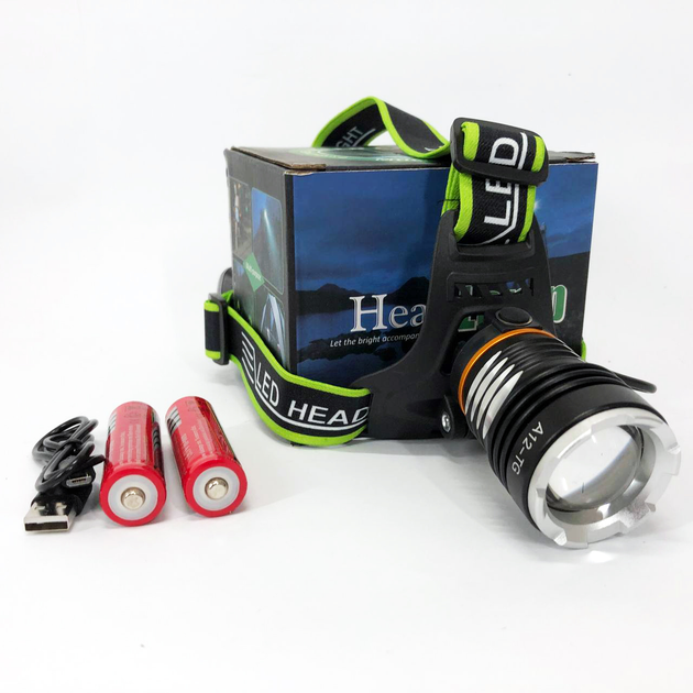 Ліхтар налобний PLD-A12-TG 2x18650 з USB зарядкою (ML-05145) - фото 3 Ліхтар налобний PLD-A12-TG 2x18650 з USB зарядкою (ML-05145) - фото 3