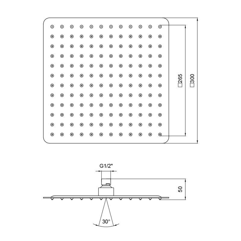 Лійка для верхнього душу Lidz CRM 51 10 104 30 30х30 см (VD00038555) - фото 2