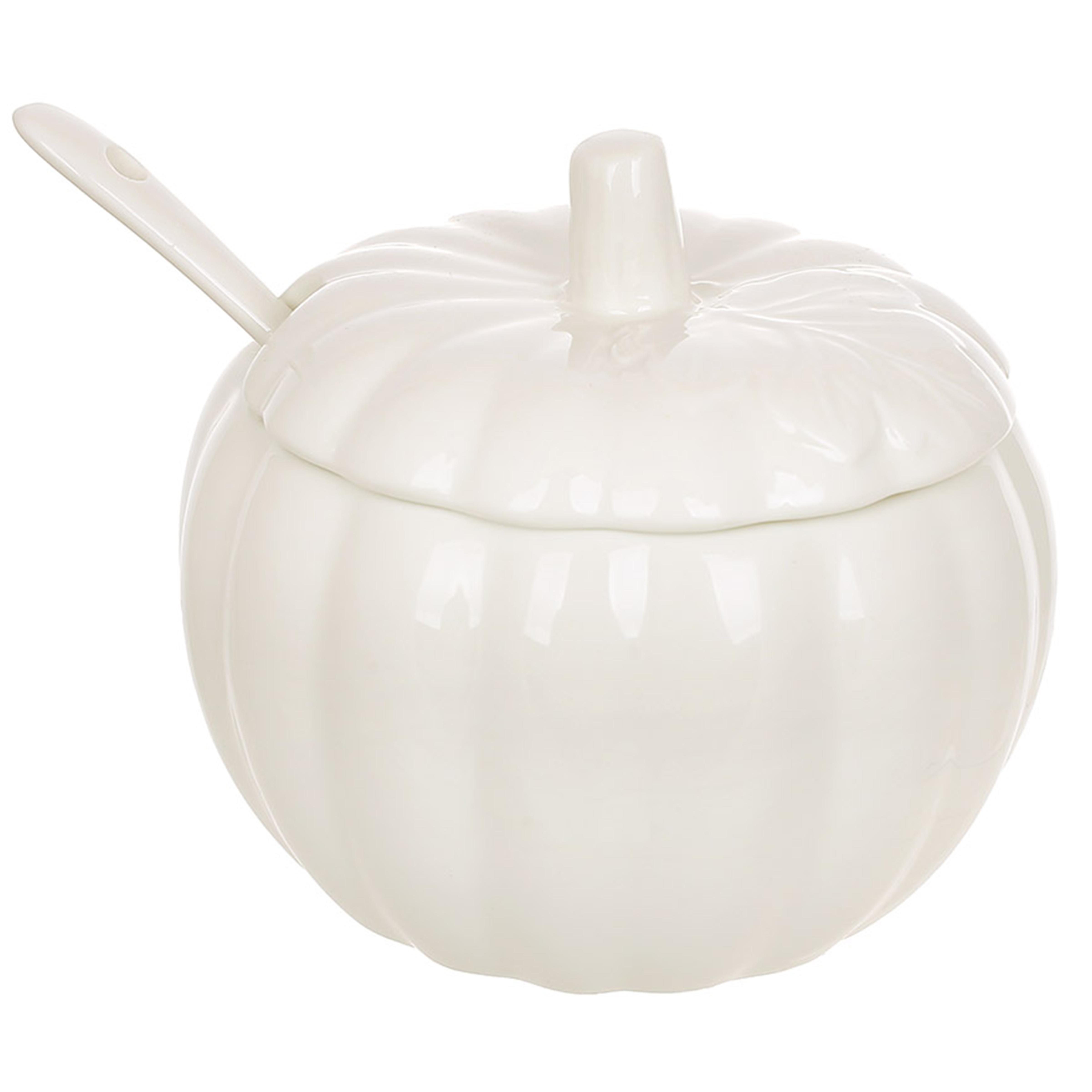 Сахарница фарфоровая BonaDi Тыква с ложкой 250 мл Белый (938-042)