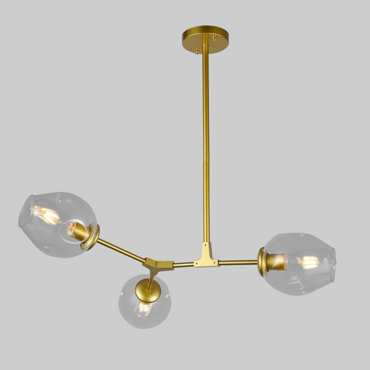 Люстра на 3 прозрачные молекулы Золотый (52-L7731-3 GD+CL)